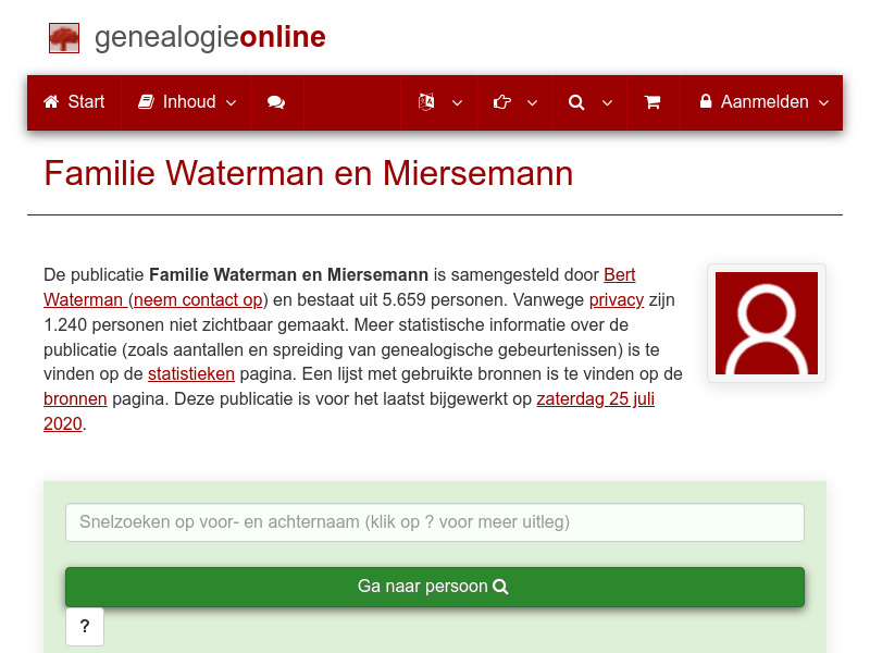 Screenshot van website