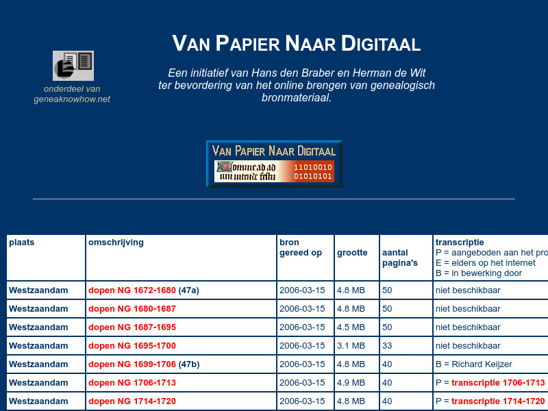 Screenshot van website