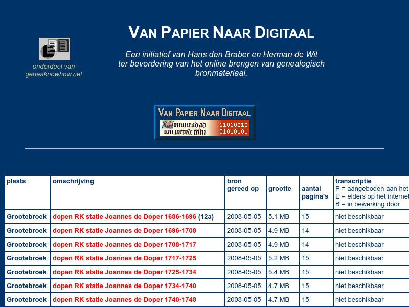 Screenshot van website