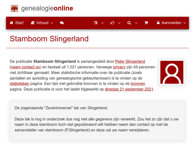 Screenshot van website