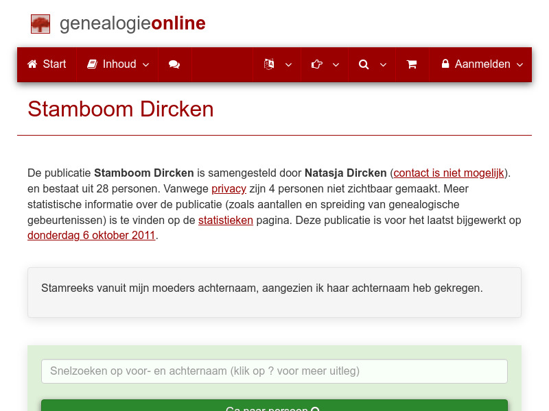 Screenshot van website