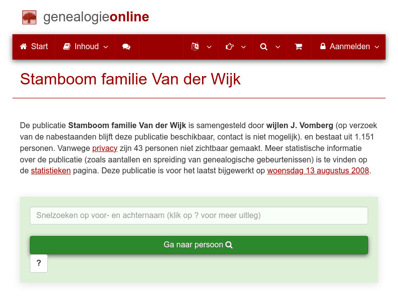Screenshot van website