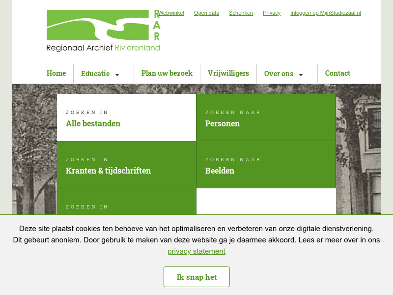 Screenshot van website