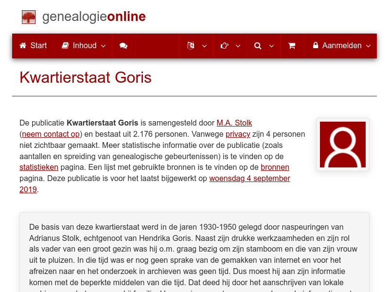Screenshot van website
