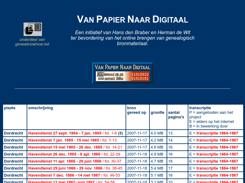 Screenshot van website