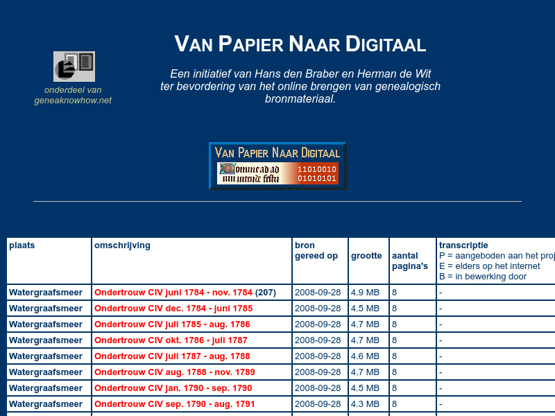 Screenshot van website