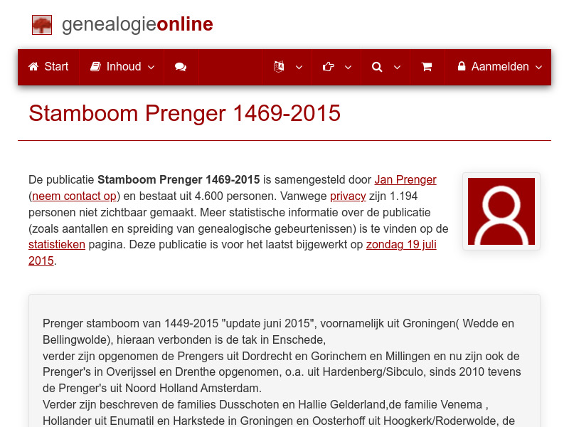 Screenshot van website