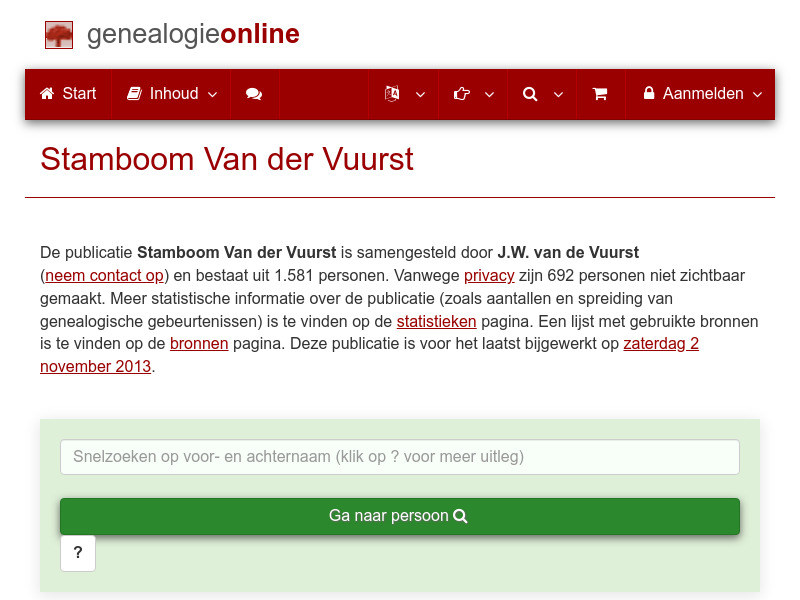 Screenshot van website