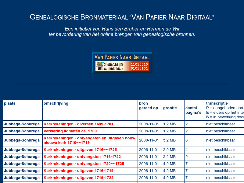 Screenshot van website