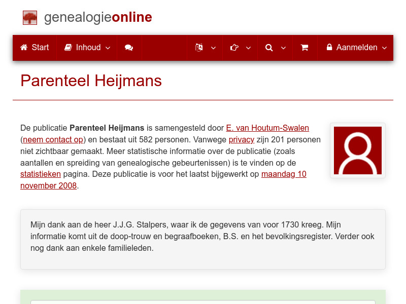 Screenshot van website