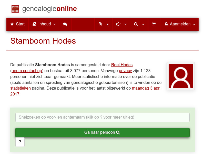 Screenshot van website