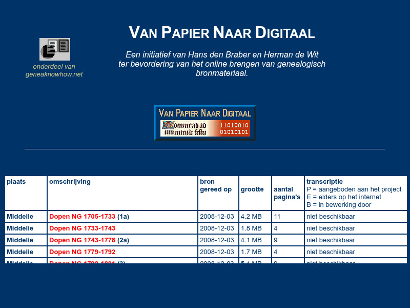 Screenshot van website