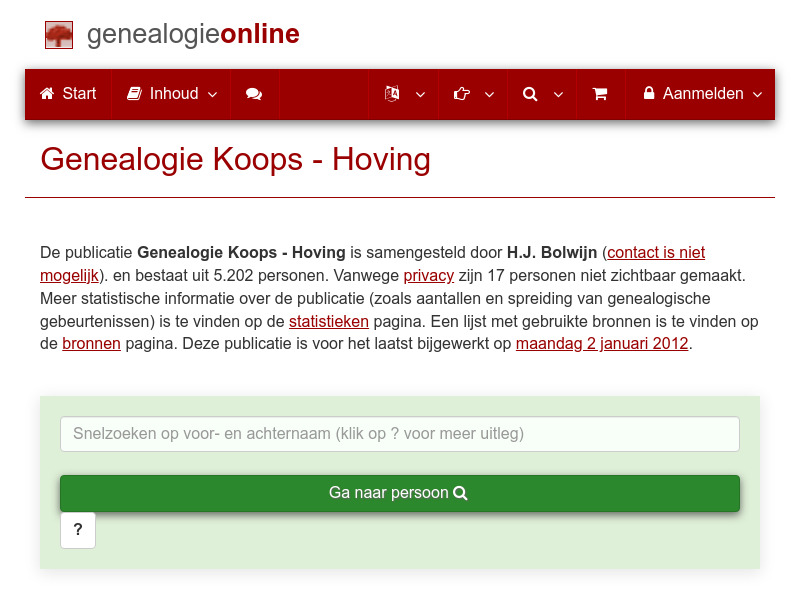 Screenshot van website