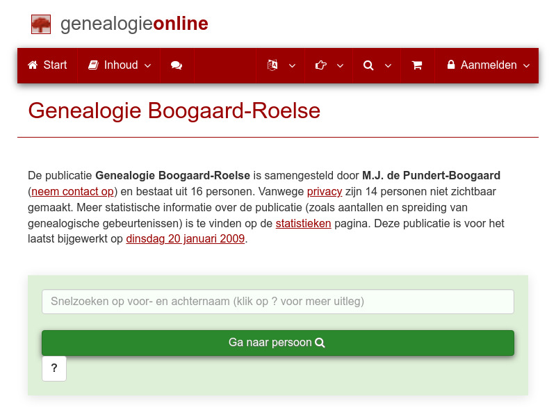 Screenshot van website