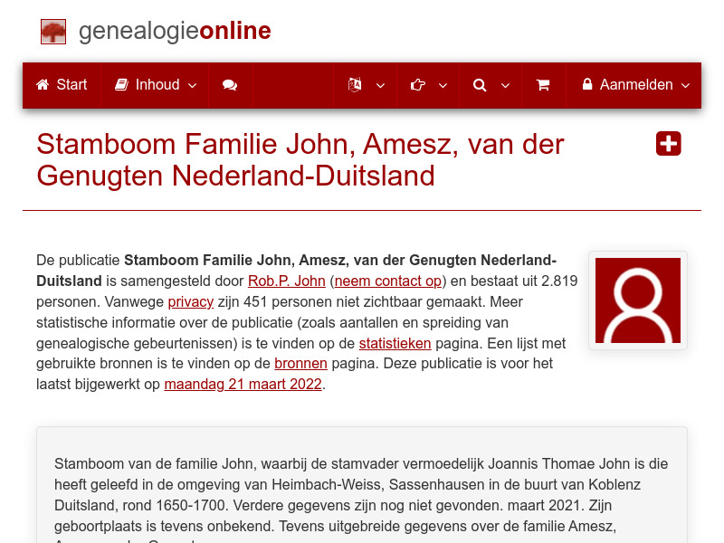 Screenshot van website