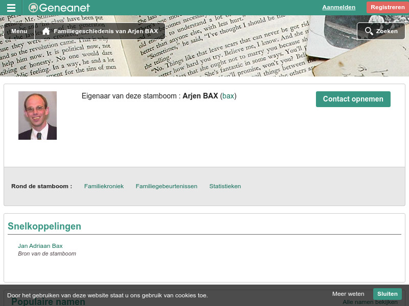 Screenshot van website