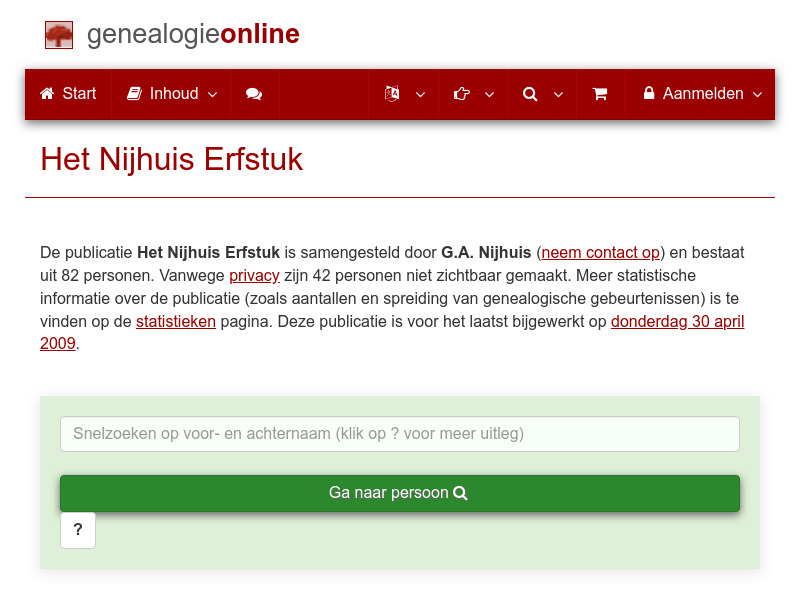 Screenshot van website