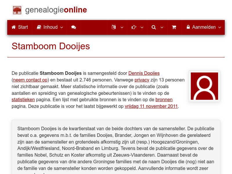 Screenshot van website