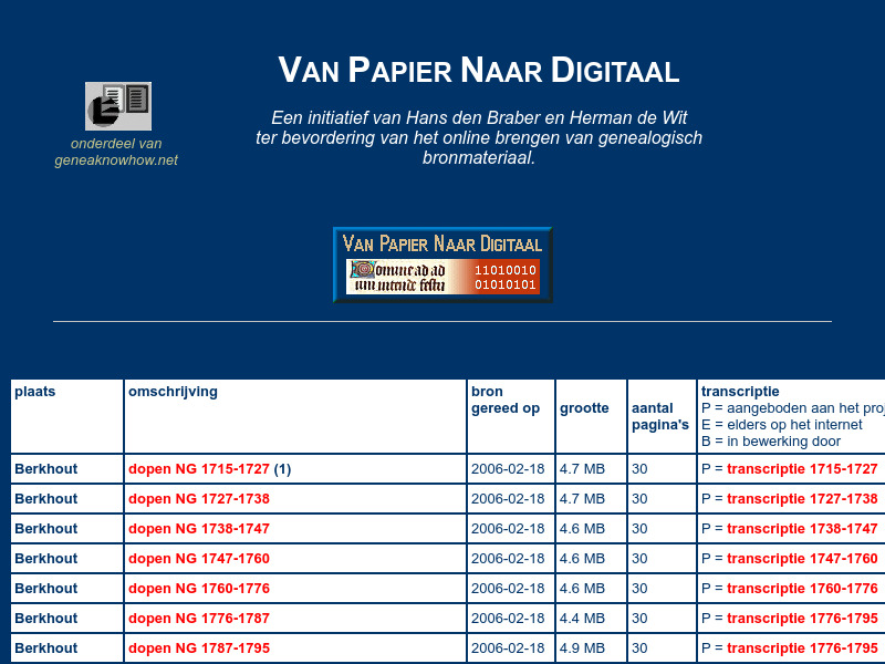 Screenshot van website