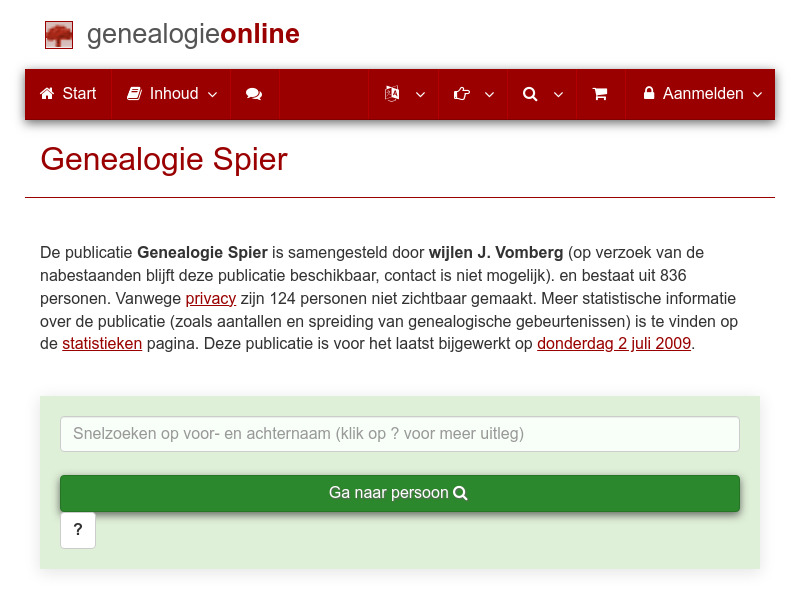 Screenshot van website