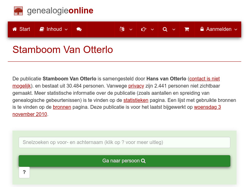 Screenshot van website