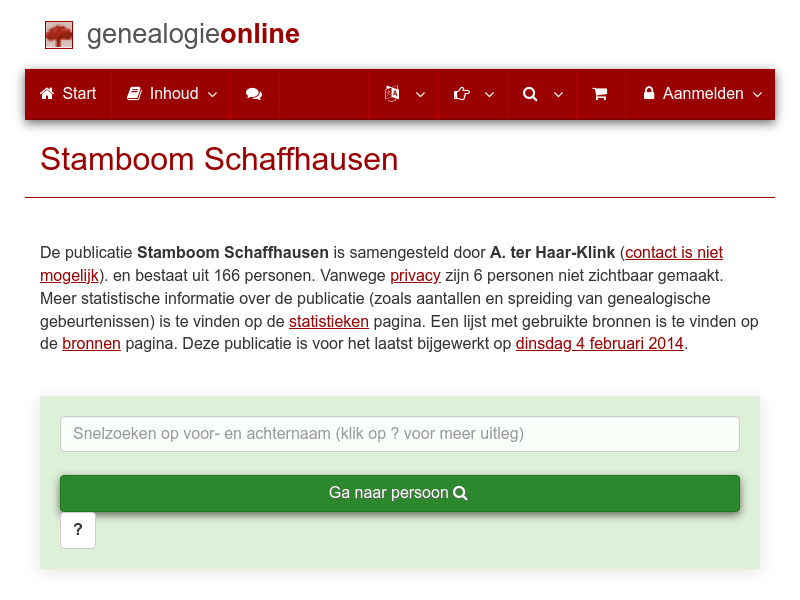 Screenshot van website