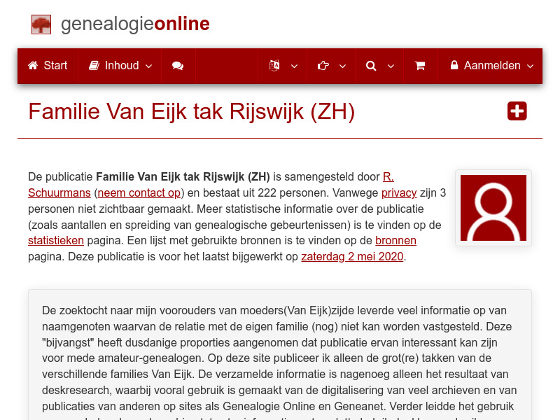 Screenshot van website