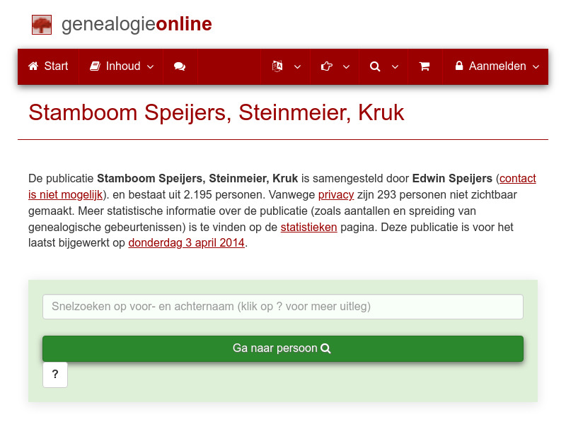 Screenshot van website