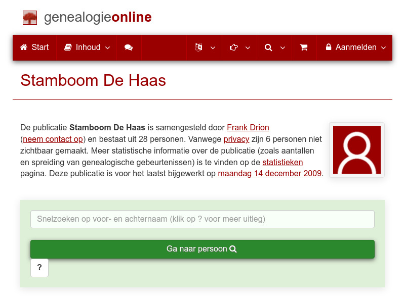 Screenshot van website