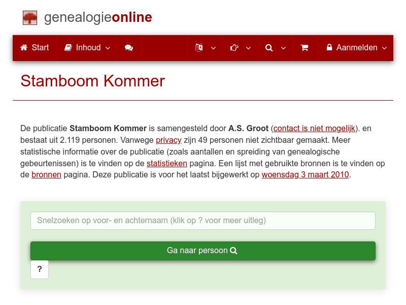 Screenshot van website