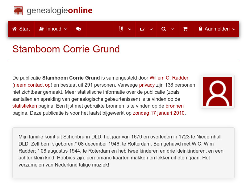 Screenshot van website