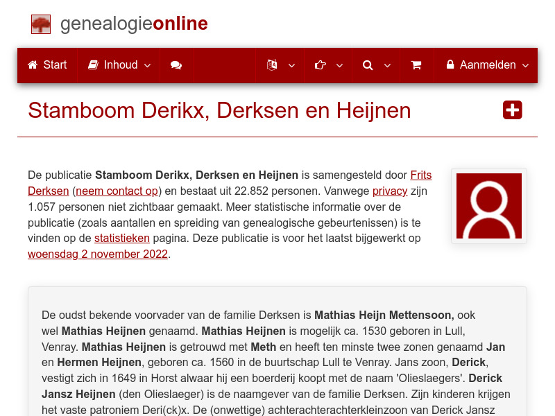 Screenshot van website