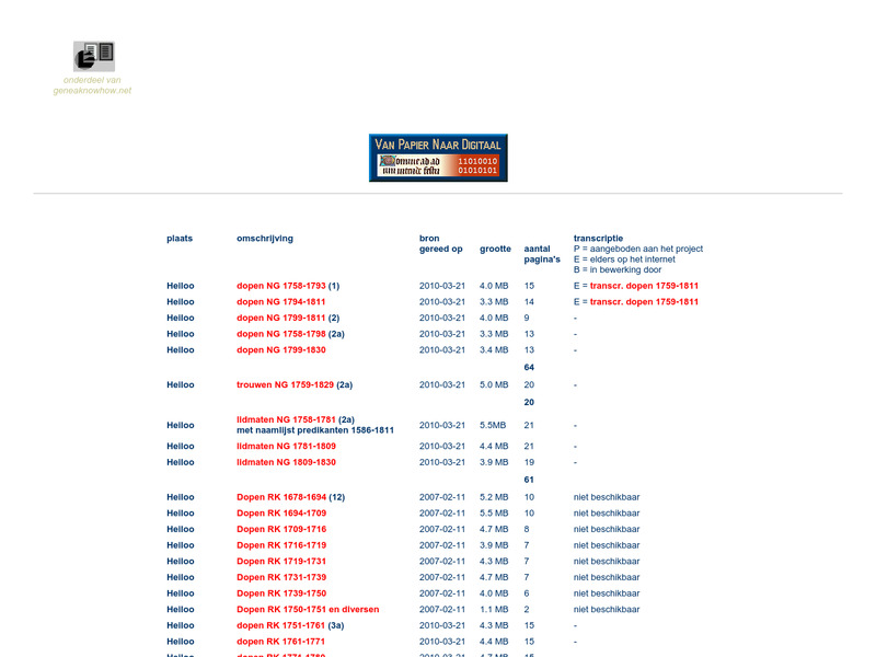 Screenshot van website