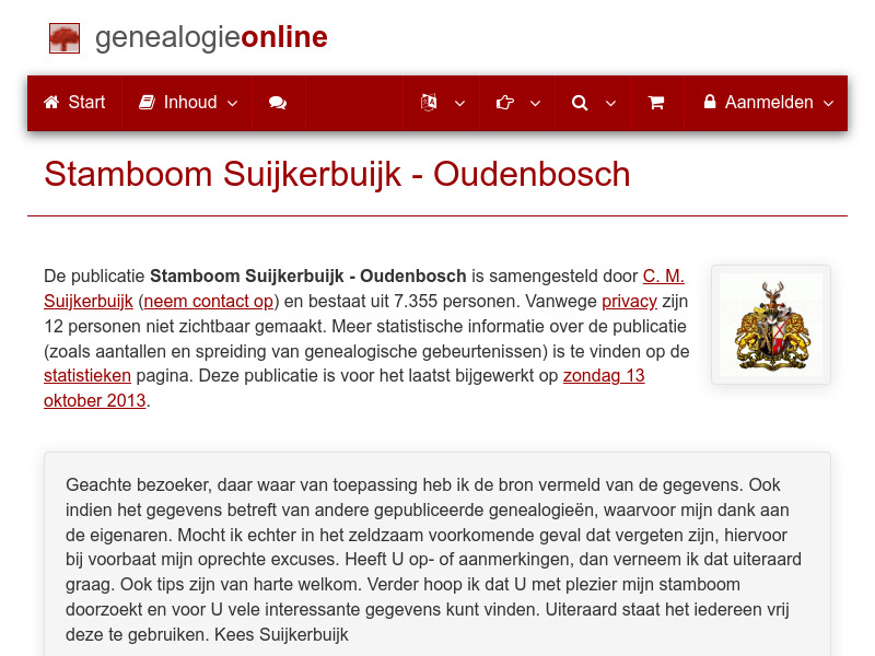 Screenshot van website