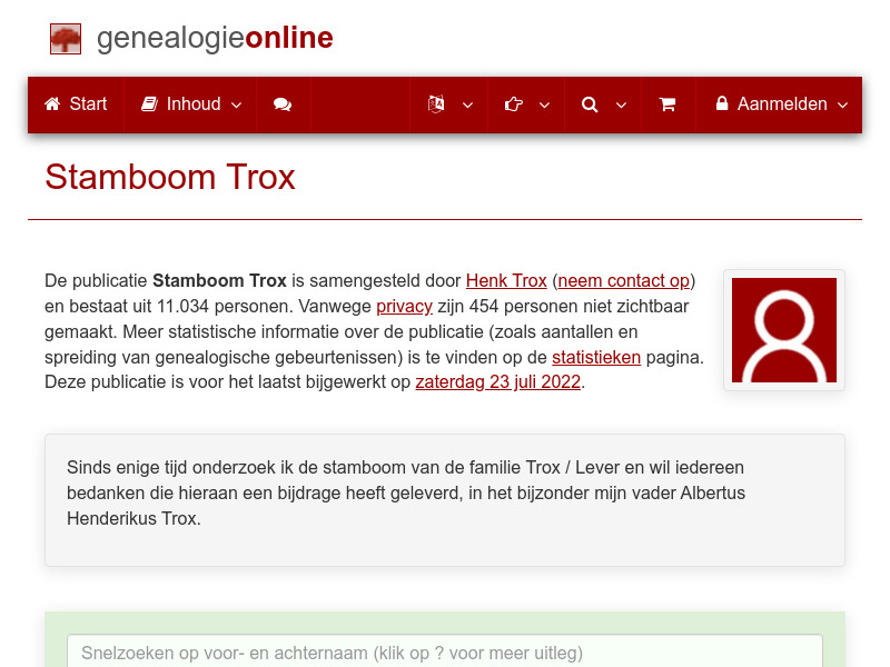 Screenshot van website