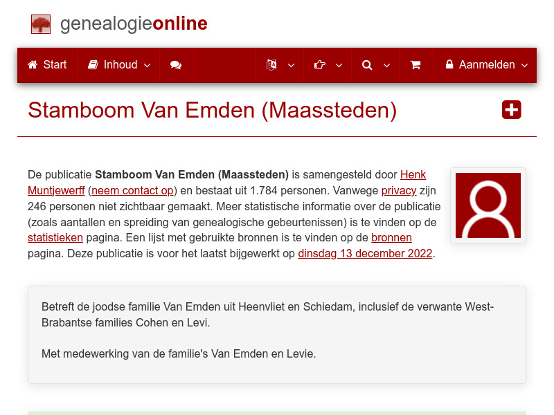 Screenshot van website