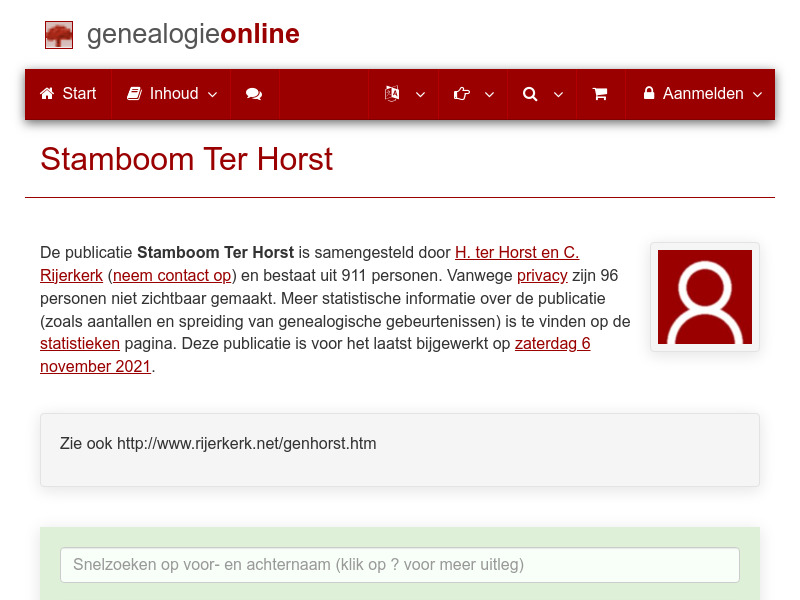 Screenshot van website