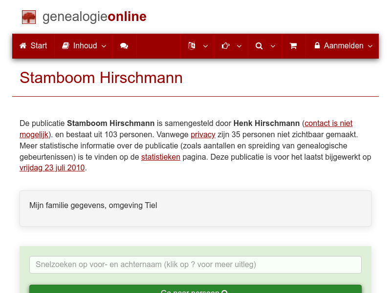 Screenshot van website
