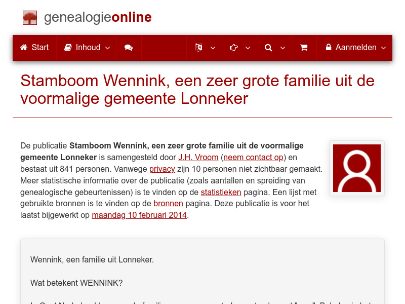 Screenshot van website