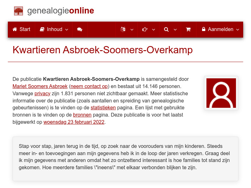 Screenshot van website