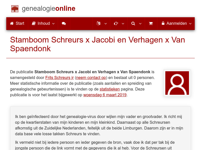 Screenshot van website