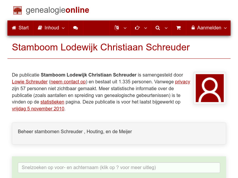 Screenshot van website