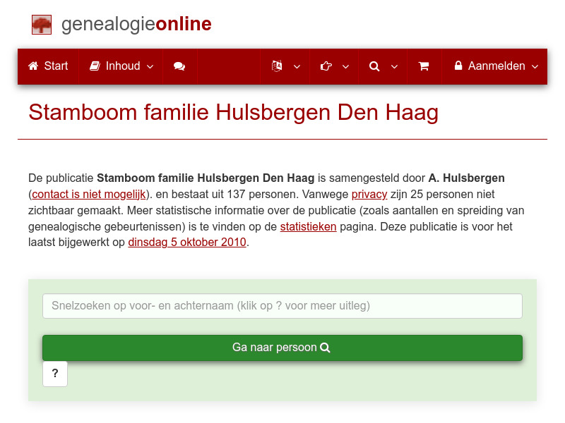 Screenshot van website