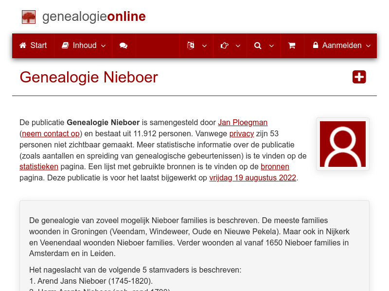 Screenshot van website
