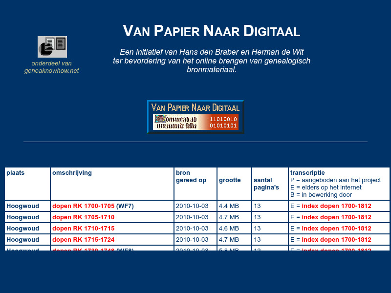 Screenshot van website