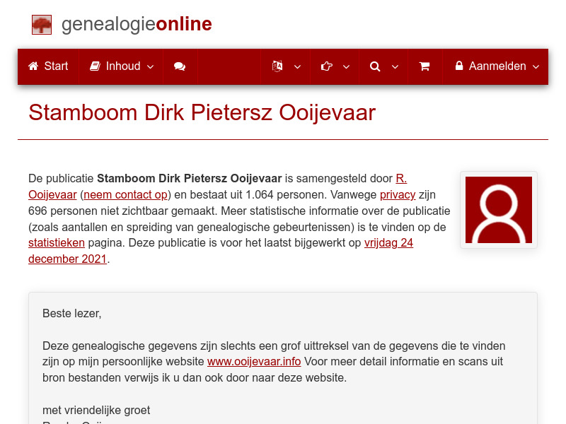 Screenshot van website