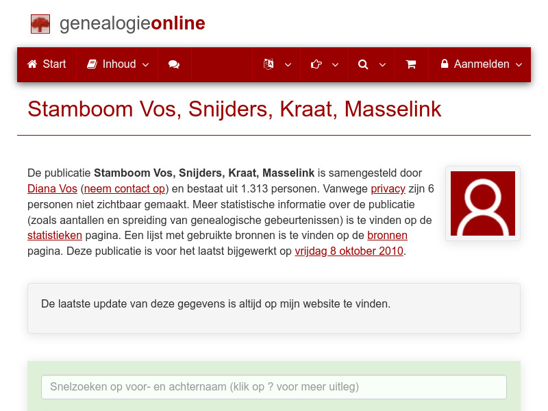 Screenshot van website