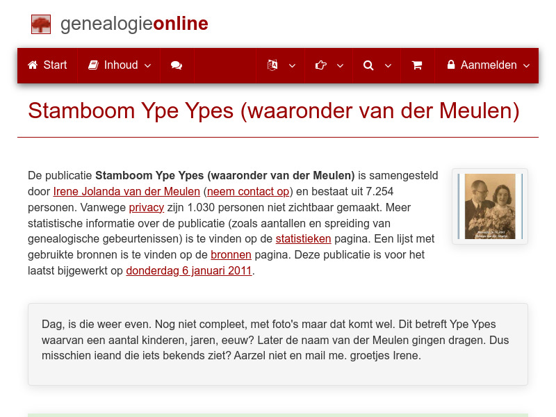 Screenshot van website