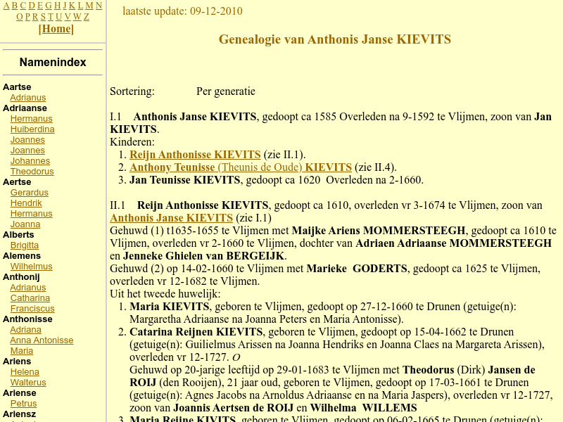 Screenshot van website