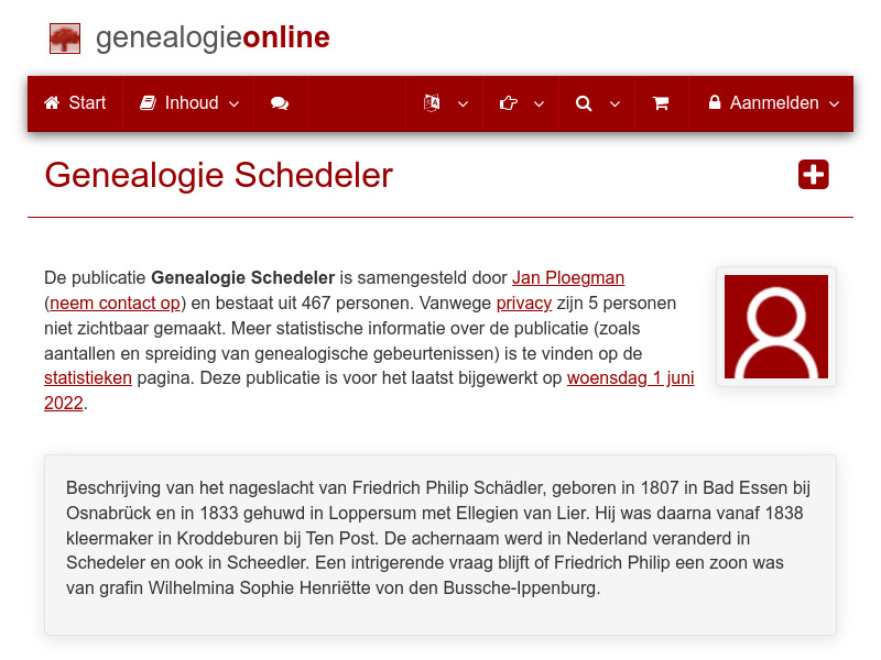 Screenshot van website